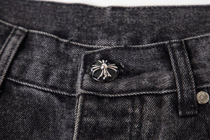 Chrome Hearts Multi Cross Patch Denim Jeans - Grey Gothic Street Pants 1111