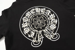 Chrome Hearts Rhinestone Horseshoe Hoodie - Black Gothic Streetwear Sweatshirt 2601
