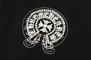Chrome Hearts Rhinestone Horseshoe Hoodie - Black Gothic Streetwear Sweatshirt 2601