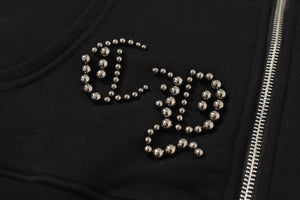 Chrome Hearts Rhinestone Cross Hoodie - Black Gothic Streetwear Sweatshirt 2633