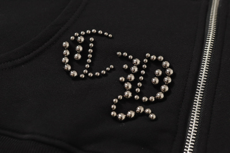 Chrome Hearts Rhinestone Cross Hoodie - Black Gothic Streetwear Sweatshirt 2633