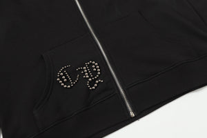 Chrome Hearts Rhinestone Cross Hoodie - Black Gothic Streetwear Sweatshirt 2633