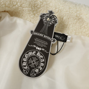 Chrome Hearts Horseshoe Embroidered Sherpa Jacket - Black Cream Gothic Coat 825