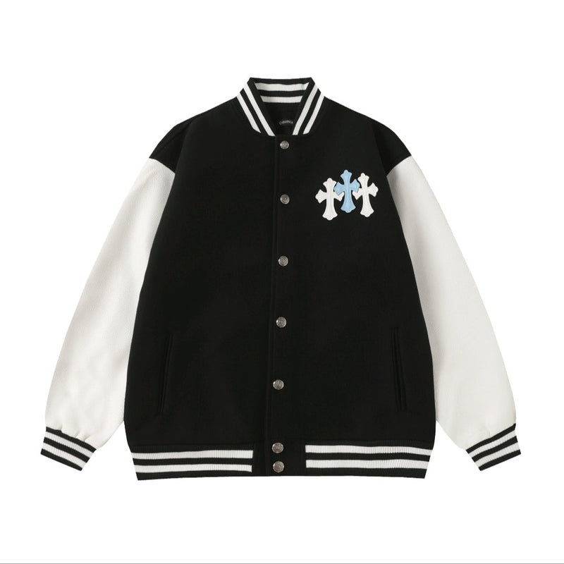Chrome Hearts Black White Street Style Baseball Coat 0002