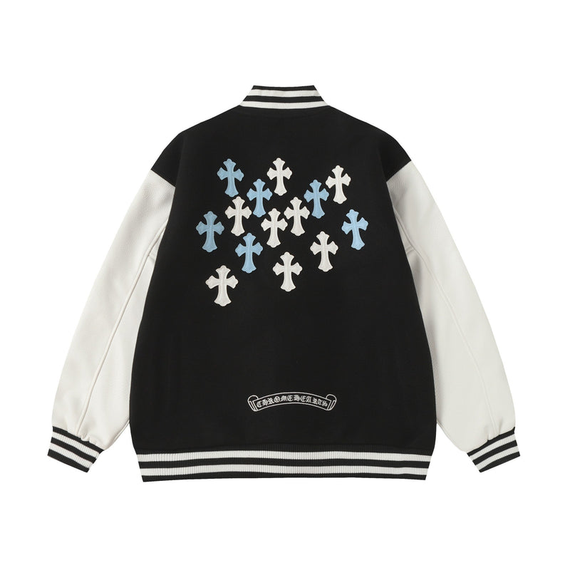Chrome Hearts Black White Street Style Baseball Coat 0002