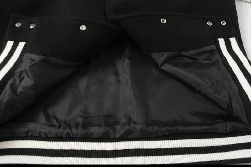 Chrome Hearts Black White Street Style Baseball Coat 0002