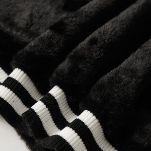 Chrome Hearts Faux Fur Cross Varsity Jacket - Black White Gothic Streetwear 035