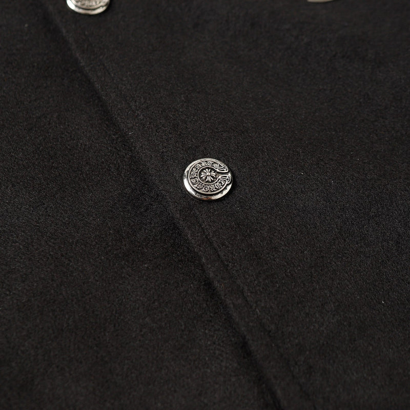 Chrome Hearts Cross Embroidered Leather Sleeve Varsity Jacket - Black Street Style 116