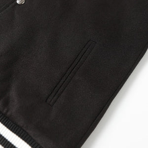 Chrome Hearts Cross Embroidered Leather Sleeve Varsity Jacket - Black Street Style 116