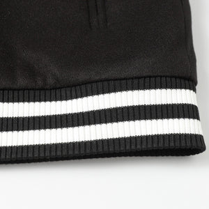 Chrome Hearts Cross Embroidered Leather Sleeve Varsity Jacket - Black Street Style 116