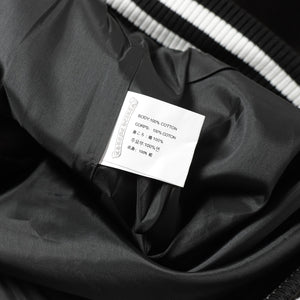 Chrome Hearts Cross Embroidered Leather Sleeve Varsity Jacket - Black Street Style 116