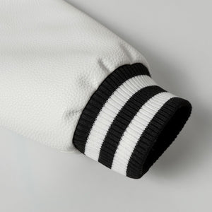 Chrome Hearts Layered Cross Varsity Jacket - Black White Street Style Outerwear 2208