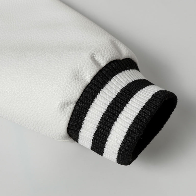 Chrome Hearts Layered Cross Varsity Jacket - Black White Street Style Outerwear 2208