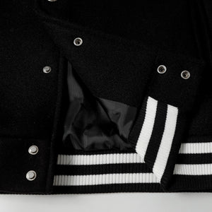 Chrome Hearts Layered Cross Varsity Jacket - Black White Street Style Outerwear 2208