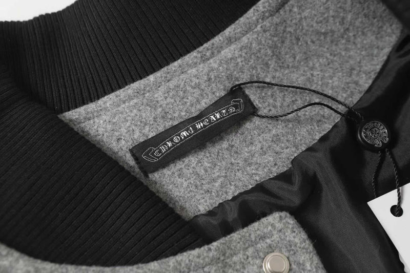 Chrome Hearts Multi Cross Varsity Jacket - Grey Black Street Jacket 2215