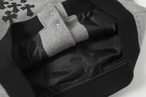 Chrome Hearts Multi Cross Varsity Jacket - Grey Black Street Jacket 2215