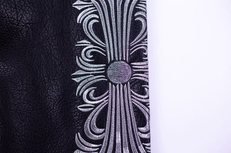 Chrome Hearts Embroidered Sleeve Varsity Jacket - Black Streetwear Coat 5577