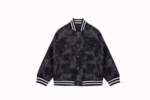 Chrome Hearts Fleur-de-lis Patch Varsity Jacket - Grey Tie-dye Outerwear A5588