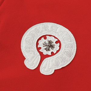 Chrome Hearts Red Cross Varsity Jacket - White Sleeve Gothic Street Baseball Coat D68