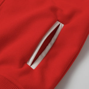 Chrome Hearts Red Cross Varsity Jacket - White Sleeve Gothic Street Baseball Coat D68