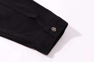 Chrome Hearts Multi Cross Studded Denim Jacket - Black Gothic Streetwear Coat H49