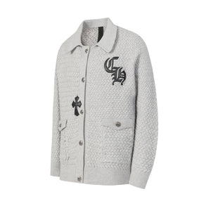 Chrome Hearts Gothic Cross Knit Cardigan - Black Grey Streetwear Jacket 904